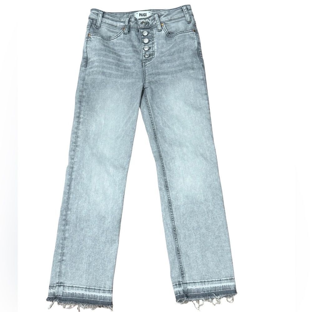 ✨ PAIGE Cindy Crop Exposed Button Jeans Faded Asphalt Distressed - Size 26‎ ✨